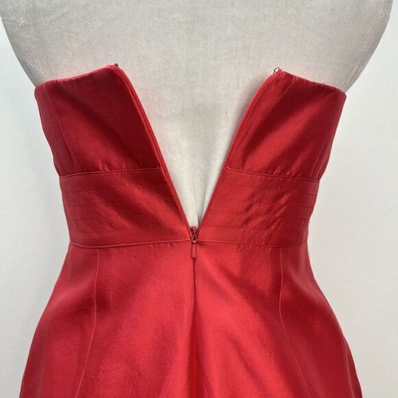Kay Unger Silk Strapless Mini Dress Sheath Red Size 2 - Picture 7 of 14